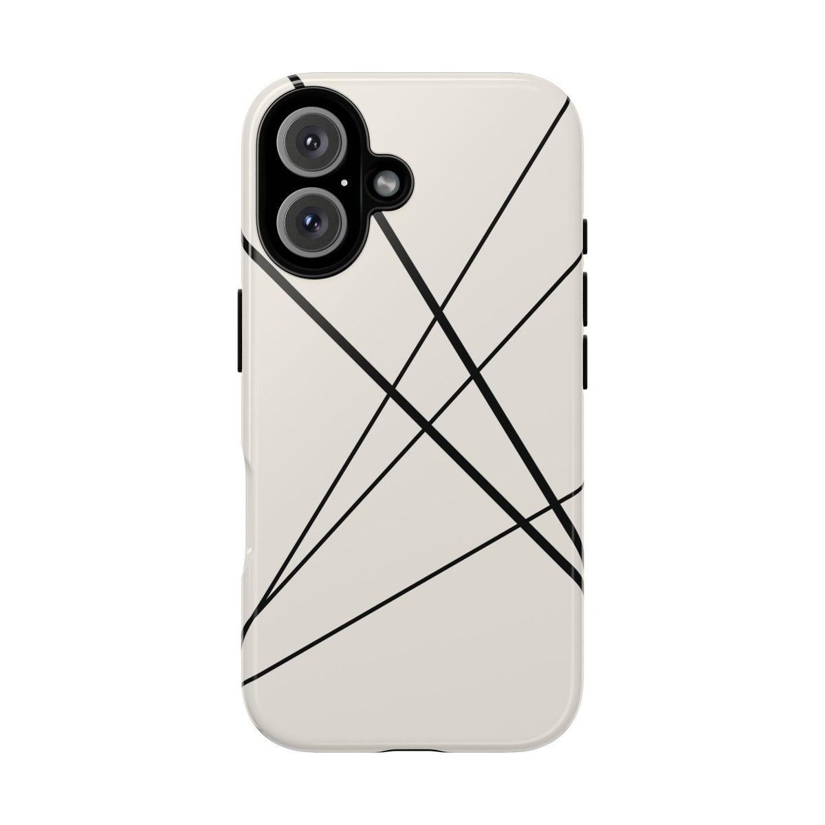 Abstract White with Black Lines Phone Case - White Phone Case - iPhone 16 / Glossy