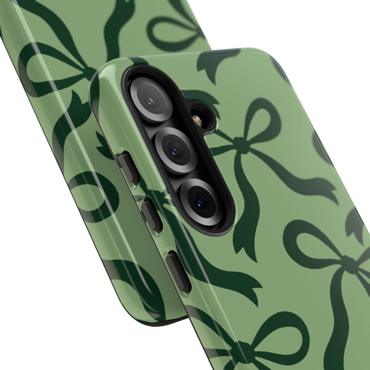 Bold Sage Green and Forest Green Bow Pattern Phone Case - Green Phone Case
