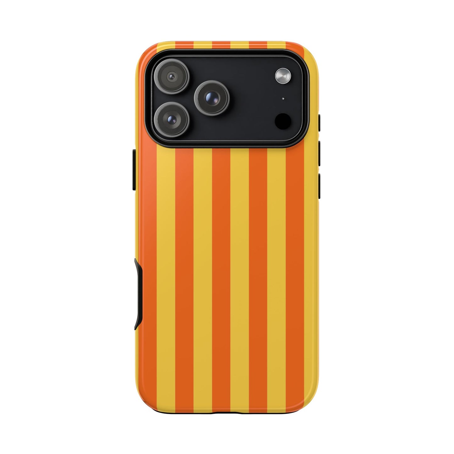 iPhone 17 Pro Max / Glossy Phone Case - Trendy Orange & Yellow Stripe Pattern Phone Case