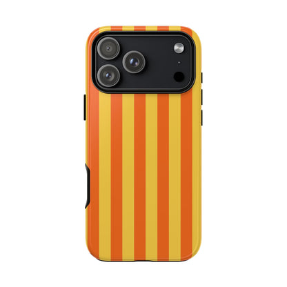 iPhone 17 Pro Max / Glossy Phone Case - Trendy Orange & Yellow Stripe Pattern Phone Case
