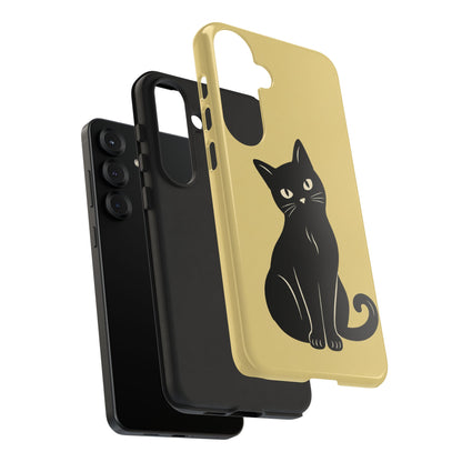 Minimalist Butter Yellow & Black Cat Phone Case