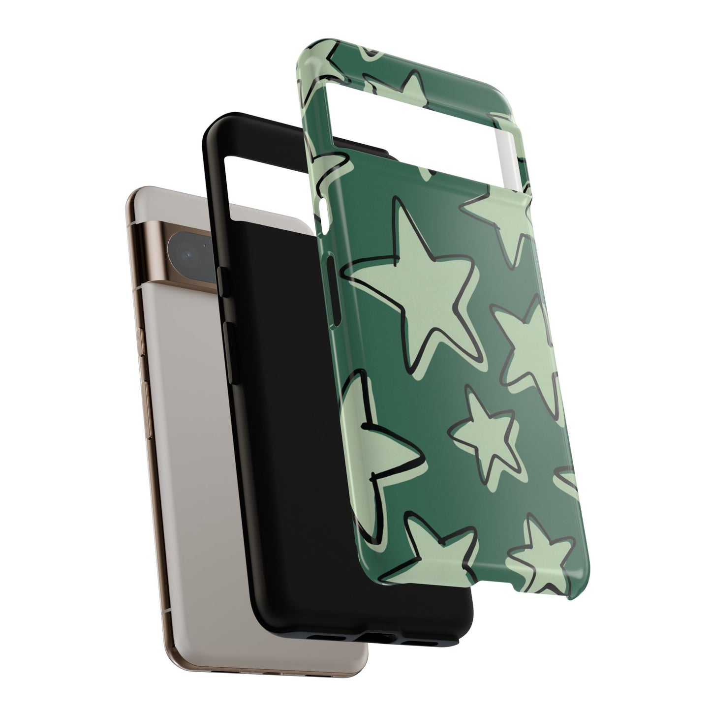 Forest Green Doodle Star Phone Case