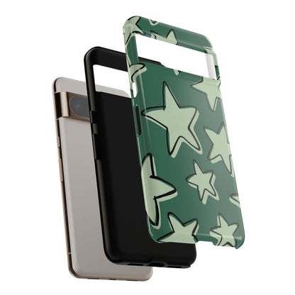 Forest Green Doodle Star Phone Case