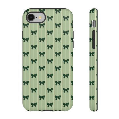 Retro Forest Green Bow Pattern Phone Case