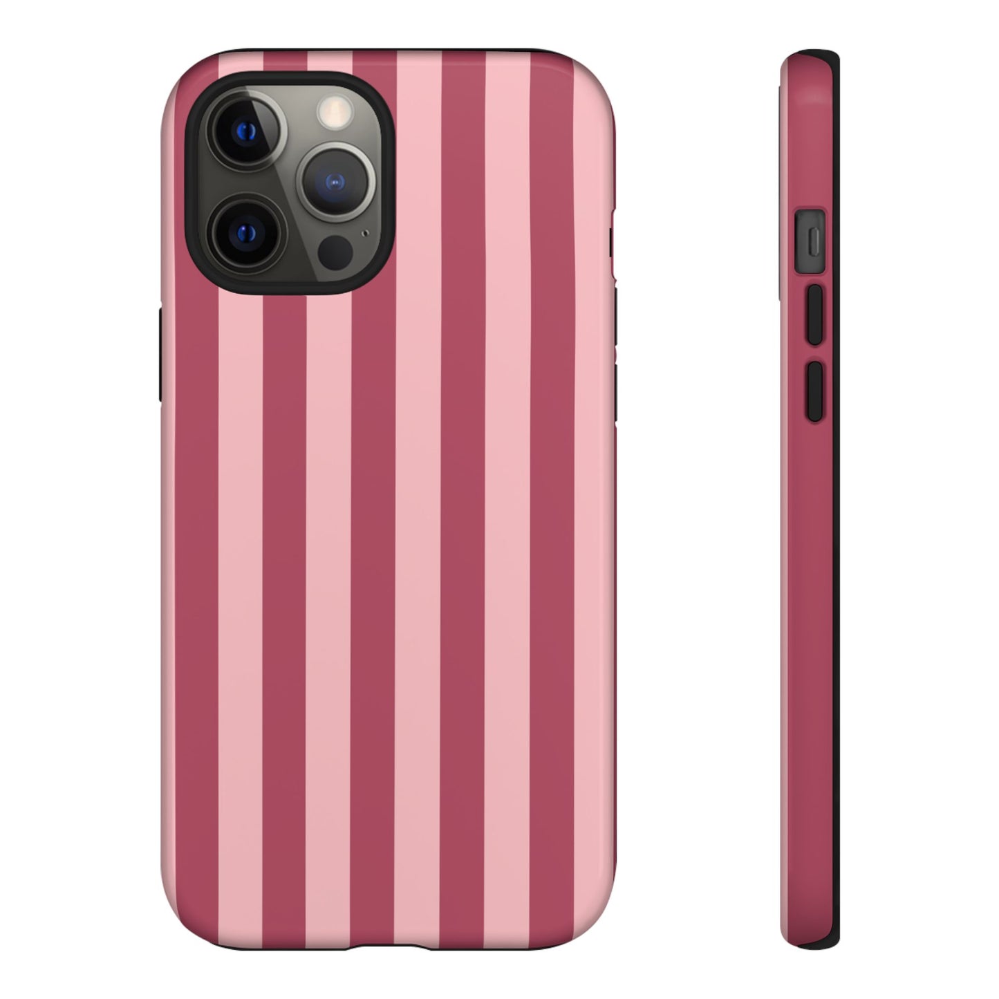 iPhone 12 Pro Max / Glossy Phone Case - ’Pink Stripe Pattern’ Phone Case