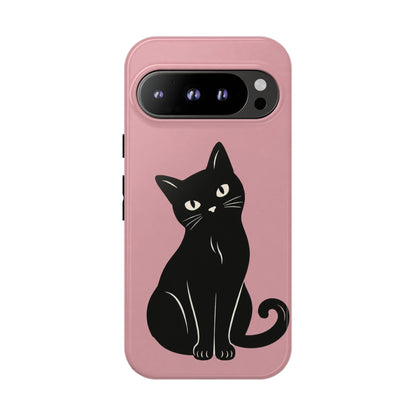 Minimalist Blush Pink & Black Cat Phone Case