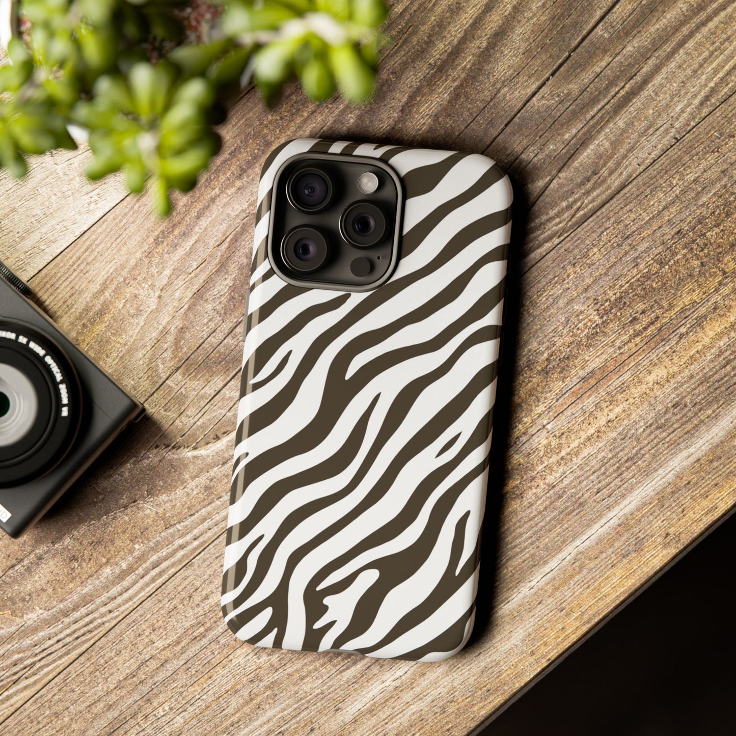 Stylish Mocha Zebra Print Phone Case