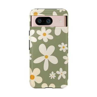 Chic Green Daisy Pattern Phone Case - Green Phone Case - Google Pixel 8 / Glossy