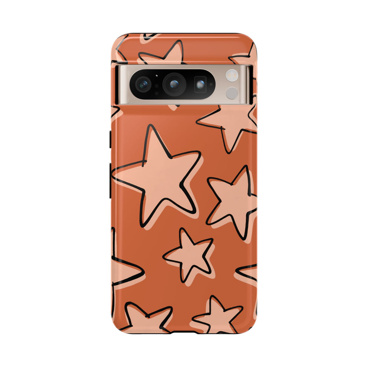 Burnt Orange Doodle Star Phone Case