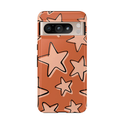 Burnt Orange Doodle Star Phone Case