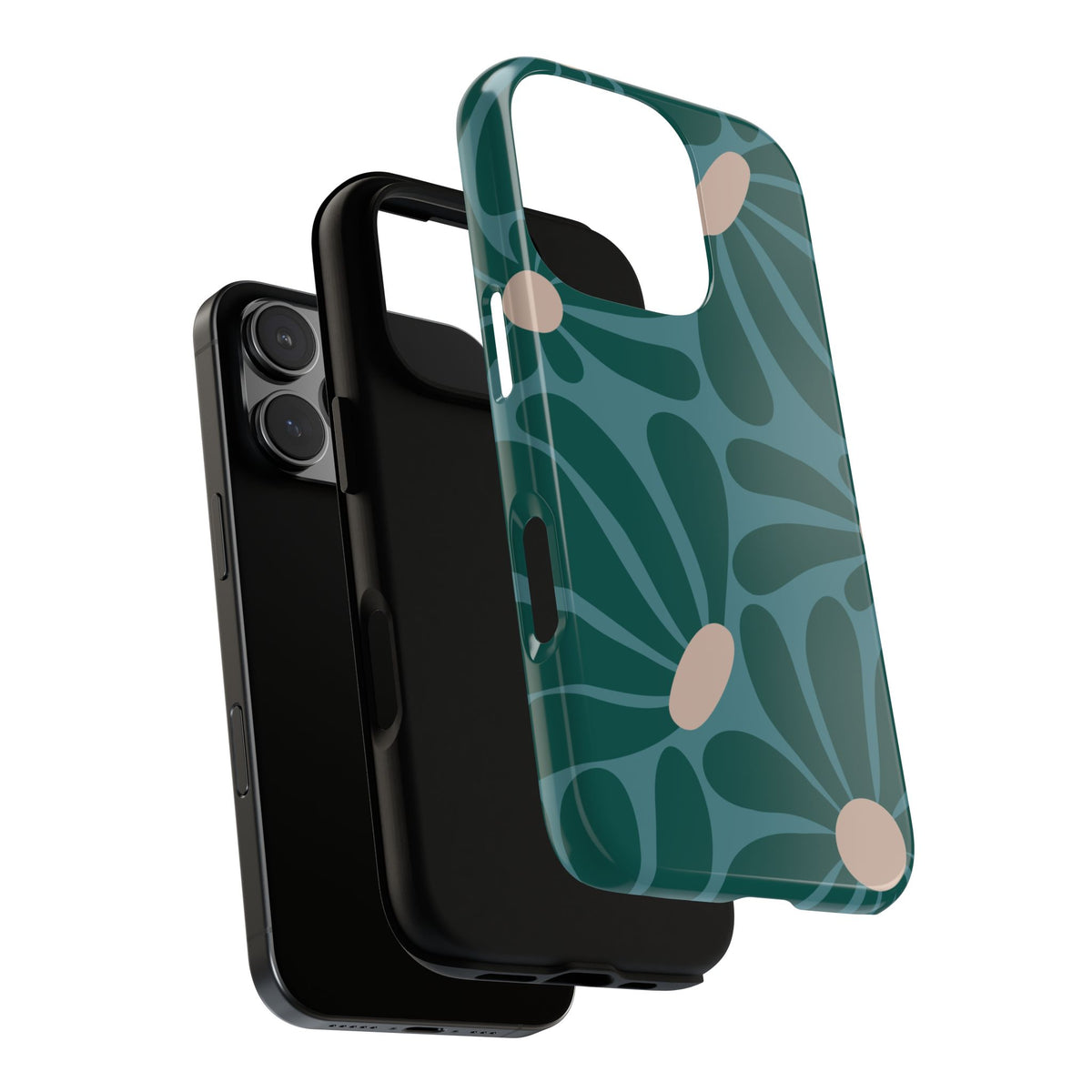 Retro Turquoise Daisy Pattern Phone Case - Green Phone Case