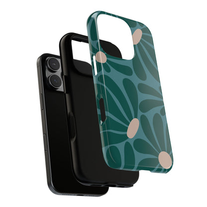 Retro Turquoise Daisy Pattern Phone Case - Green Phone Case