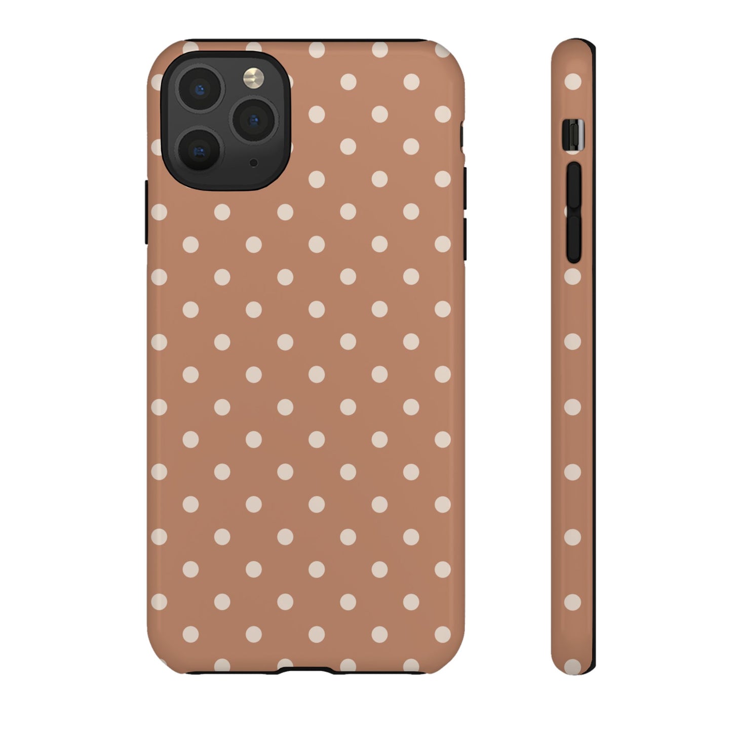 iPhone 11 Pro Max / Glossy Phone Case - Brown with White Dot Pattern Phone Case