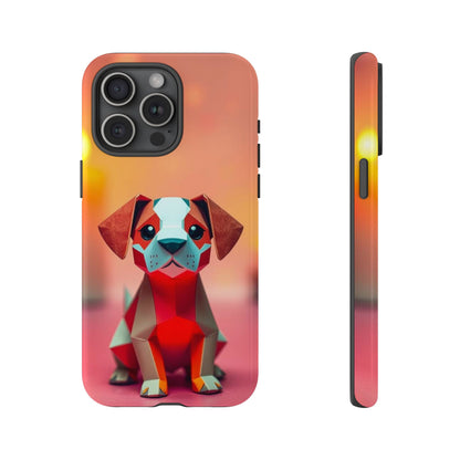 iPhone 15 Pro Max / Glossy Phone Case - Origami Dog Design Phone Case