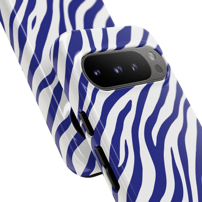 Stylish Electric Blue Zebra Print Phone Case
