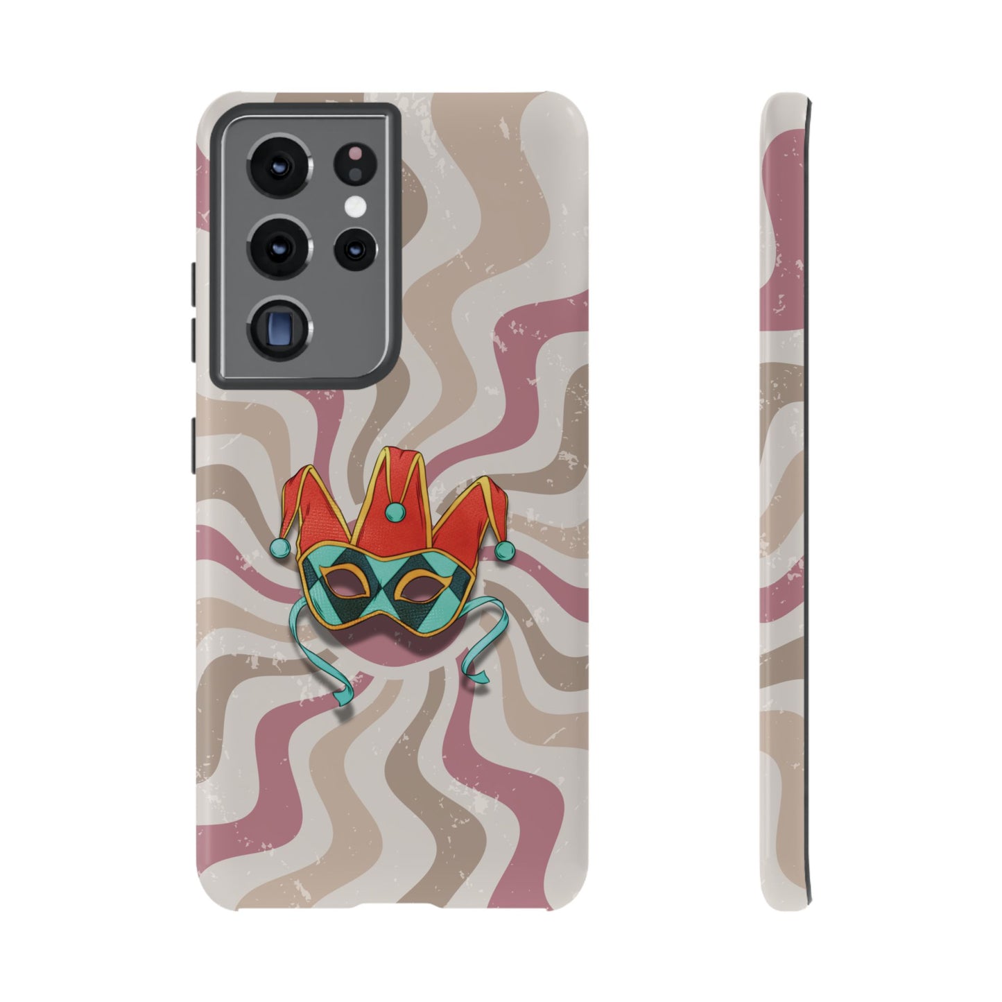 Venetian Jester Mask – Pink Retro Soft Revival Phone Case - Pink Phone Case - Samsung Galaxy S21 Ultra / Glossy