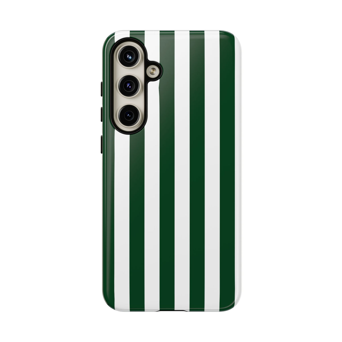 Simple Dark Green & White Stripe Pattern Phone Case - Green Phone Case - Samsung Galaxy S24 Plus / Glossy
