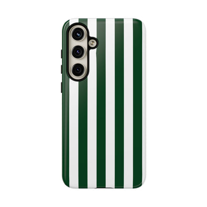 Simple Dark Green & White Stripe Pattern Phone Case - Green Phone Case - Samsung Galaxy S24 Plus / Glossy