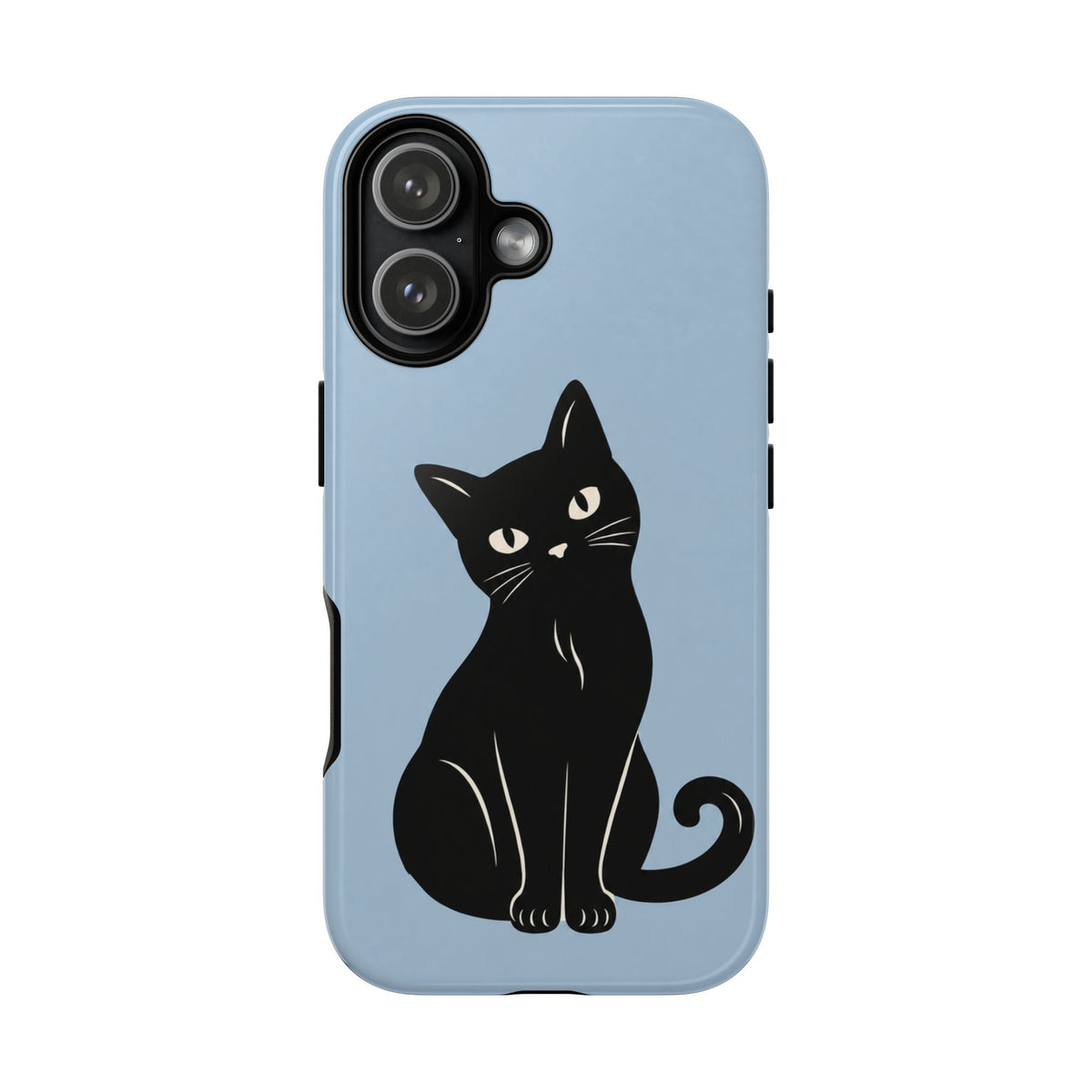 Minimalist Powder Blue & Black Cat Phone Case