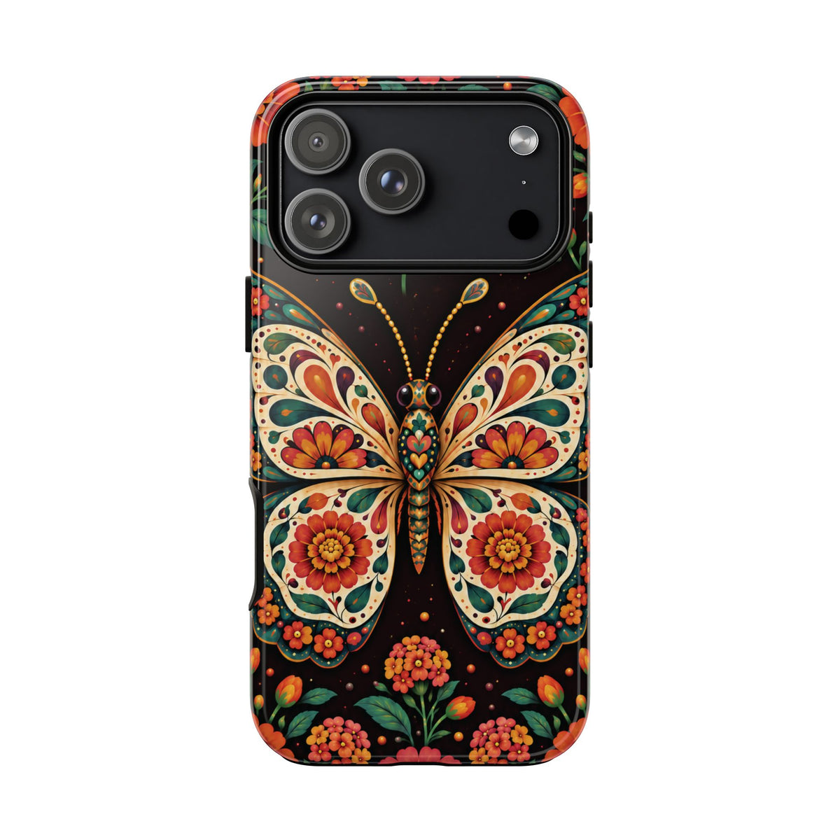 Vibrant Terracotta and Teal Calavera Butterfly Phone Case - Multicolor Phone Case - iPhone 18 Pro Max / Glossy