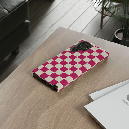 Pink & White Checked Pattern Phone Case - Pink Phone Case