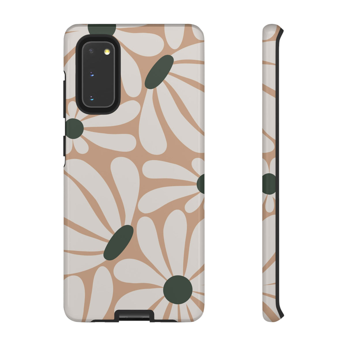 Retro Beige & White Daisy Pattern Phone Case - Beige Phone Case - Samsung Galaxy S20 / Glossy