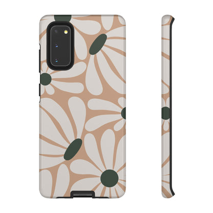 Retro Beige & White Daisy Pattern Phone Case - Beige Phone Case - Samsung Galaxy S20 / Glossy