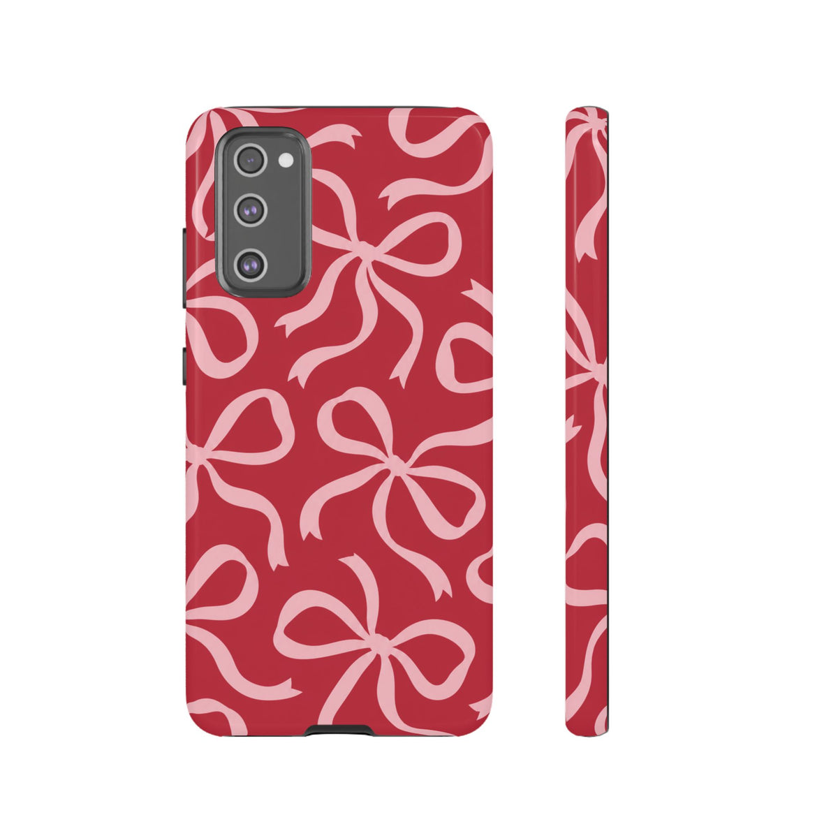 Bold Raspberry Red and Blush Pink Bow Pattern Phone Case