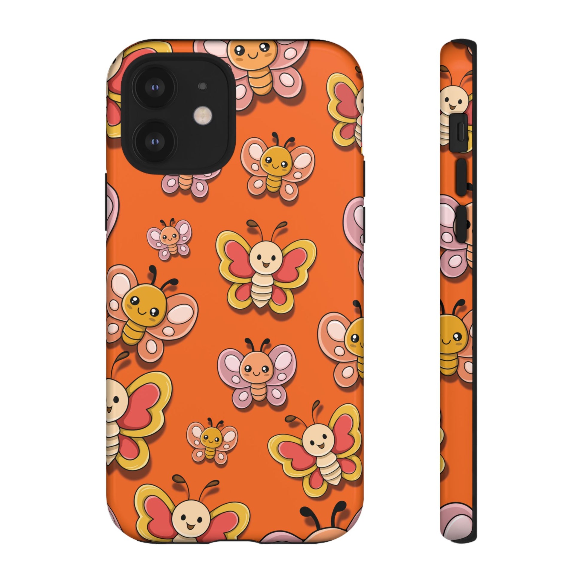 Orange Butterfly Sticker Design Phone Case - Orange Phone Case - iPhone 12 / Glossy
