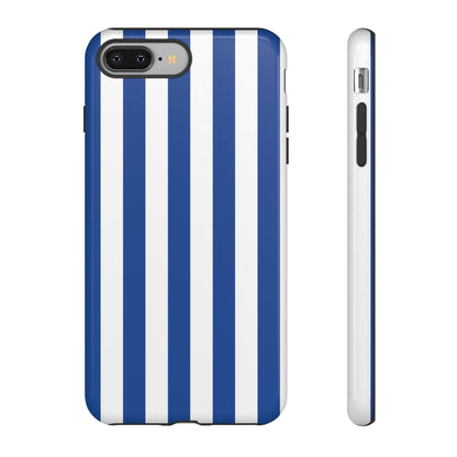 iPhone 8 Plus / Glossy Phone Case - Simple Blue & White Stripe Pattern Phone Case