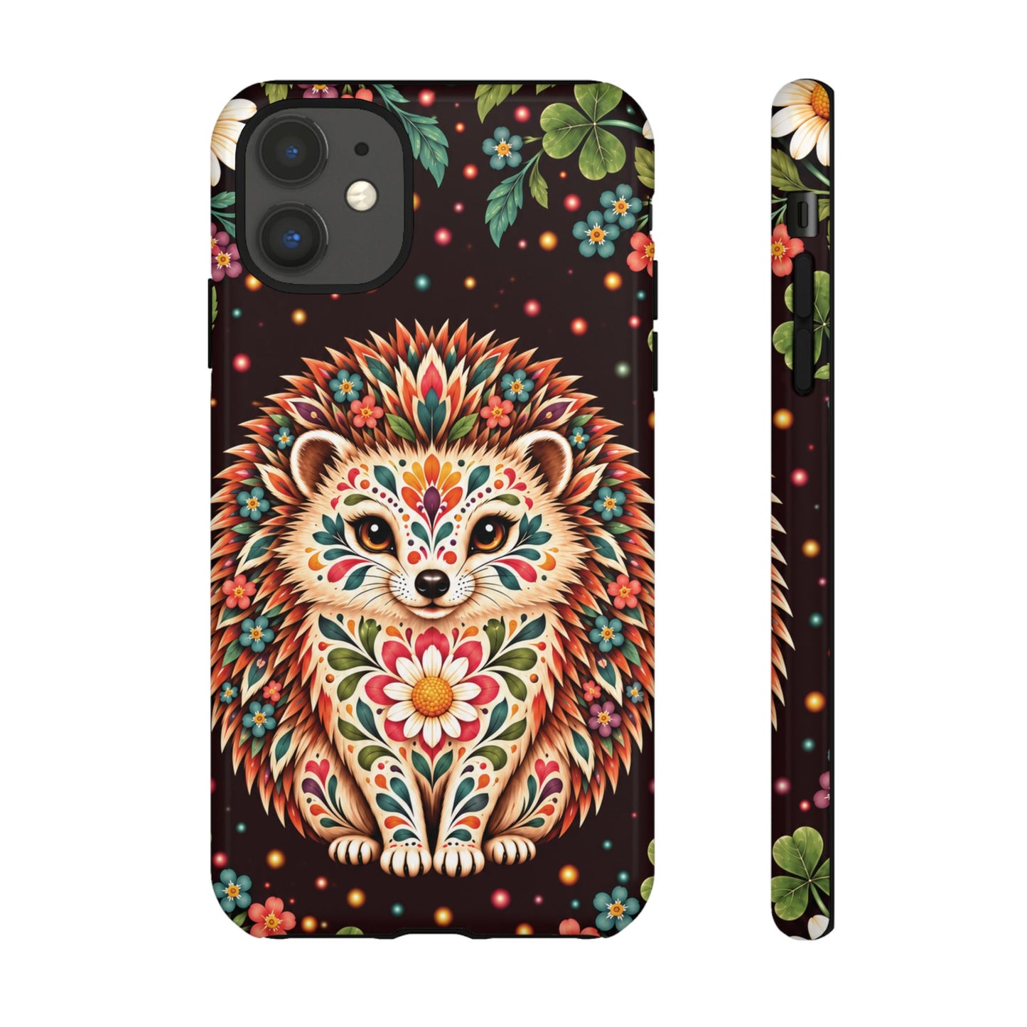 Vibrant Terracotta and Teal Calavera Hedgehog Phone Case - Multicolor Phone Case - iPhone 11 / Glossy