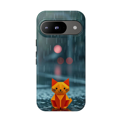 Google Pixel 9 / Glossy Phone Case - Origami ’Soggy Cat’ Design Phone Case