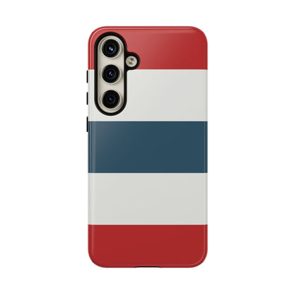 Samsung Galaxy S24 Plus / Glossy Phone Case - Red White & Blue Horizontal Stripe Pattern Phone Case
