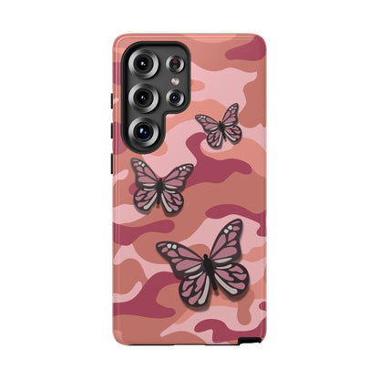 Samsung Galaxy S25 Ultra / Glossy Phone Case - Pink Butterfly Camo Phone Case
