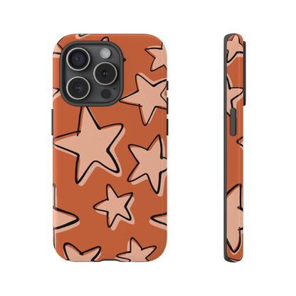 Burnt Orange Doodle Star Phone Case