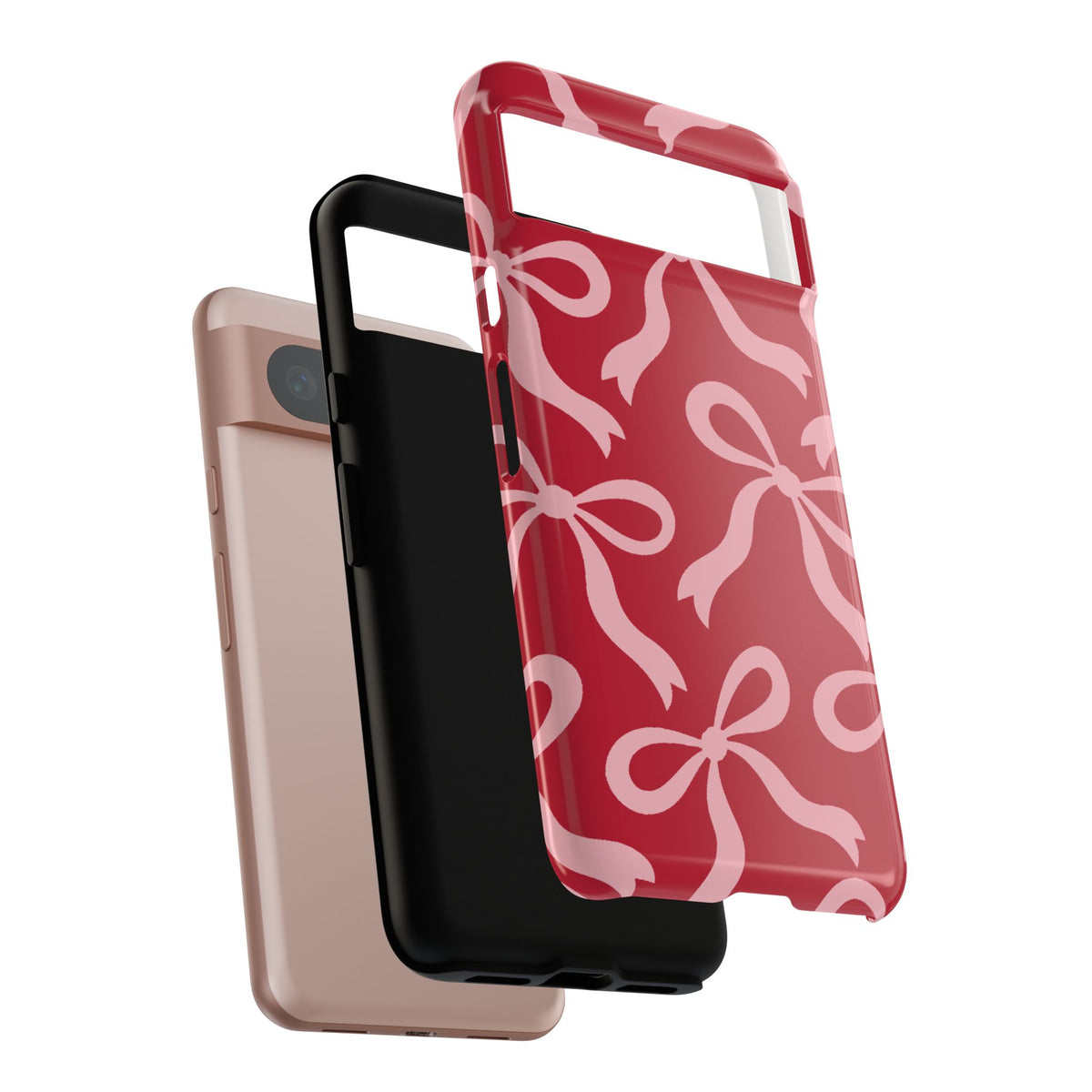 Bold Raspberry Red and Blush Pink Bow Pattern Phone Case - Red Phone Case