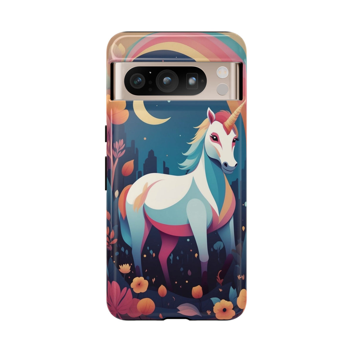 Stylised Unicorn & Rainbow Design Phone Case - Multicolor Phone Case - Google Pixel 8 Pro / Glossy