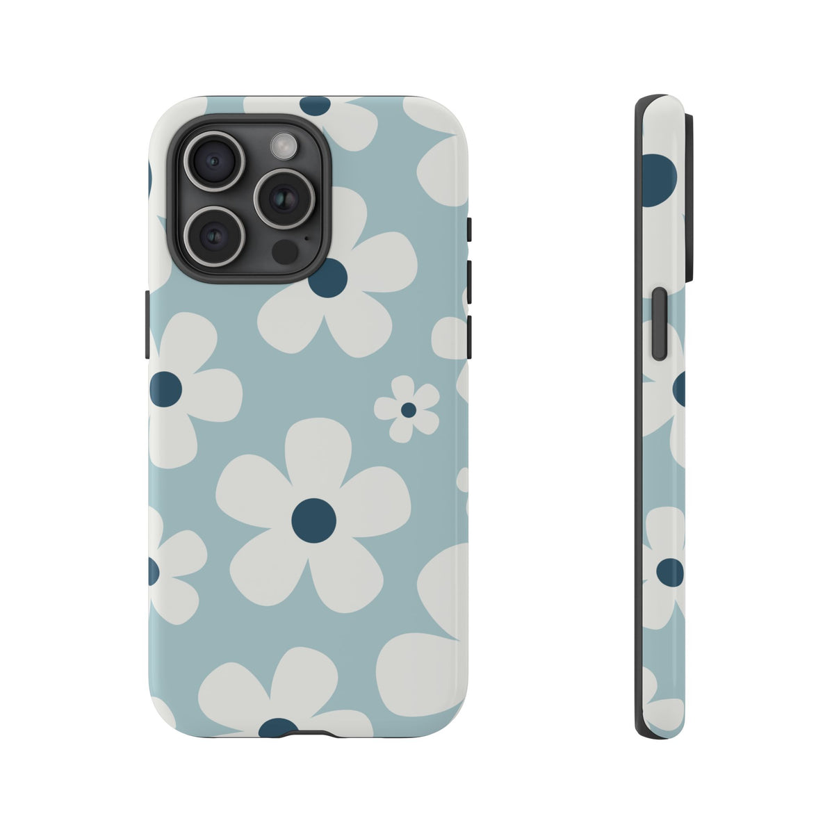 Cute Light Blue Daisy Pattern Phone Case - Blue Phone Case - iPhone 15 Pro Max / Glossy