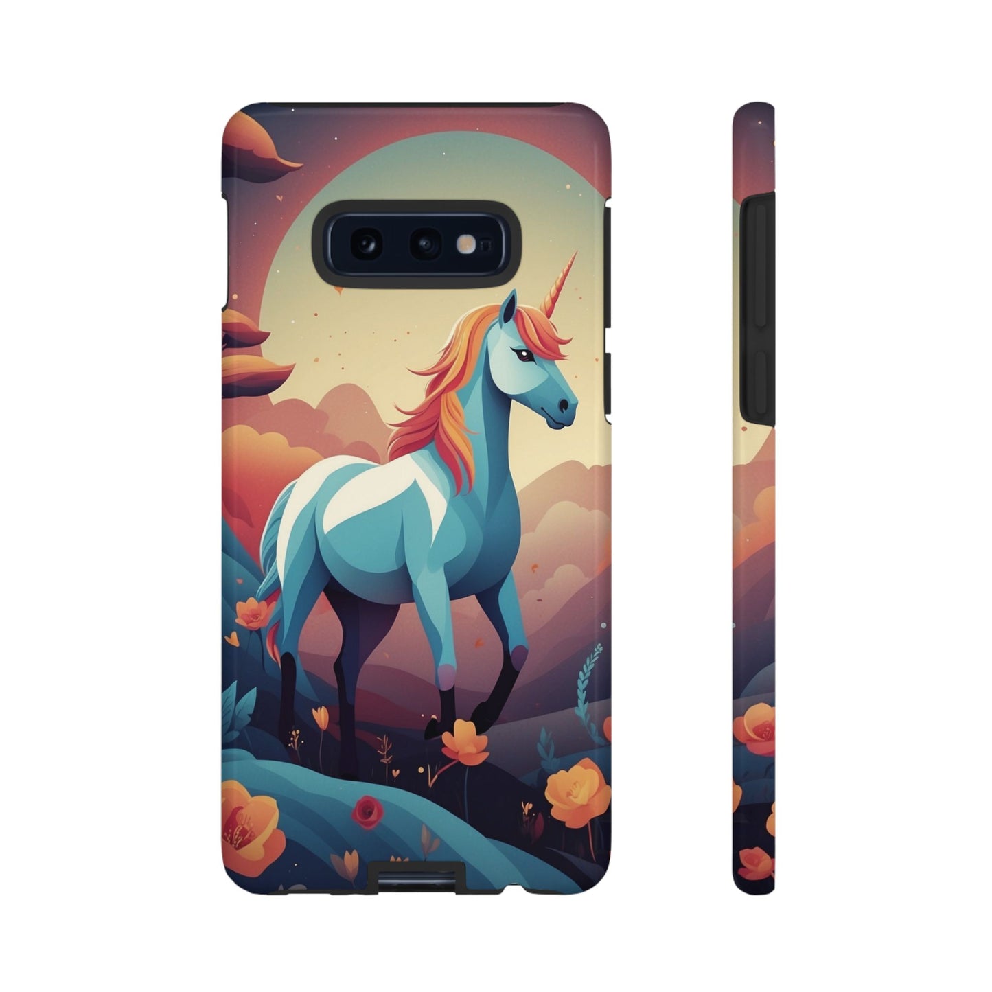 Samsung Galaxy S10E / Glossy Phone Case - Stylised Unicorn Design Phone Case