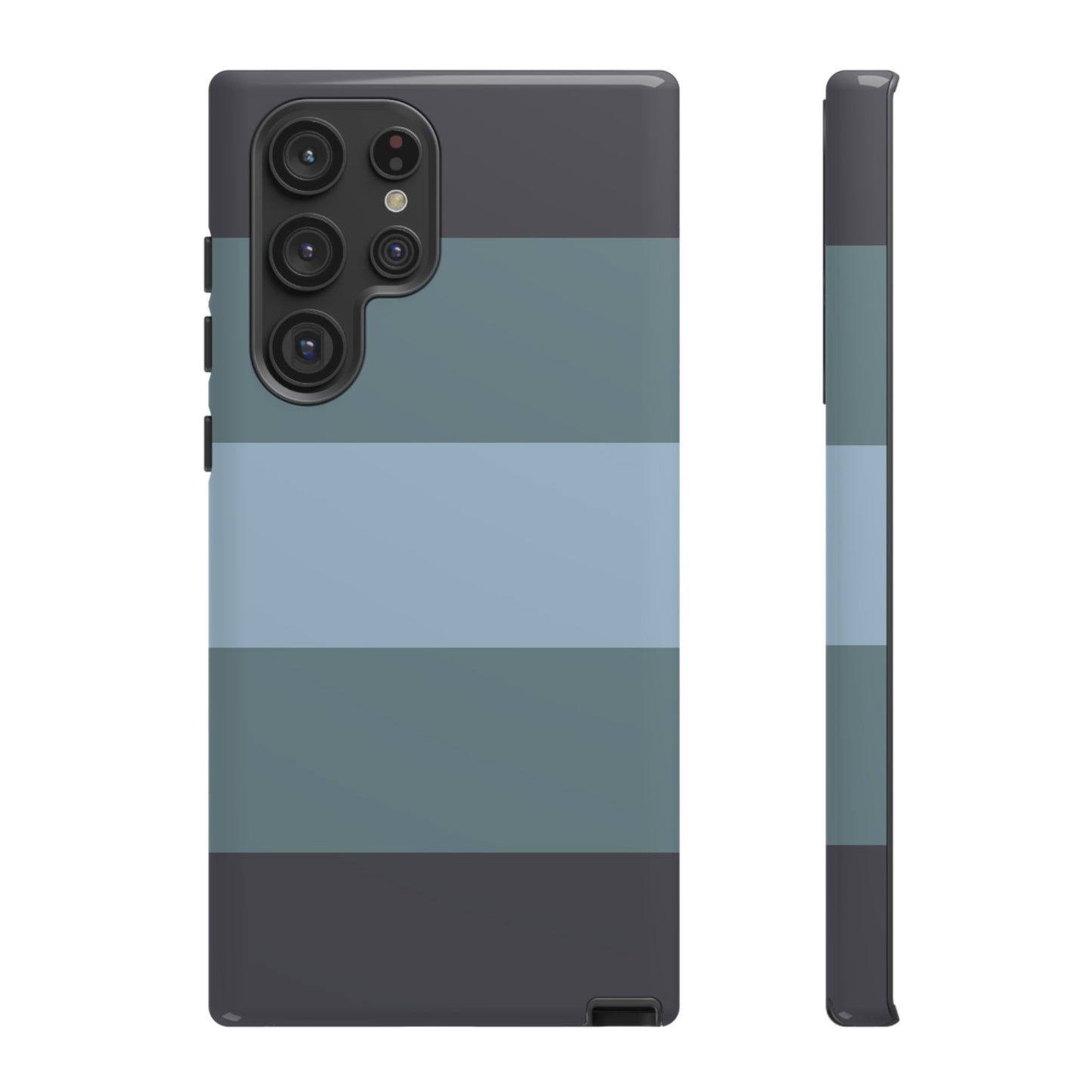 Samsung Galaxy S22 Ultra / Glossy Phone Case - Shades of Blue Horizontal Stripe Pattern Phone Case