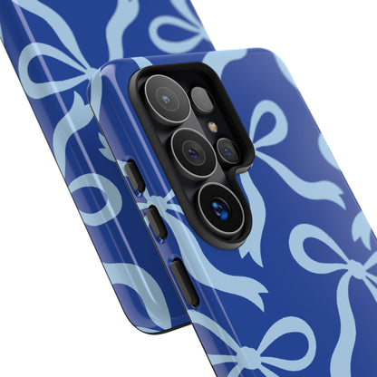 Bold Cobalt Blue and Powder Blue Bow Pattern Phone Case - Blue Phone Case