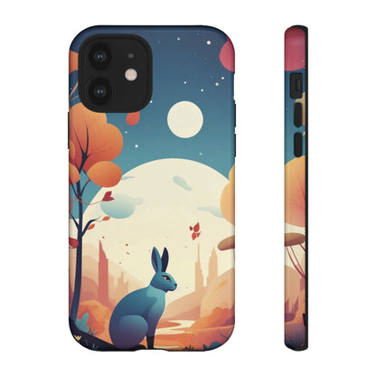Stylised Blue Hare Design Phone Case - Multicolor Phone Case - iPhone 12 / Glossy