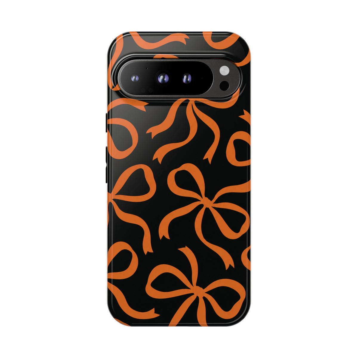 Bold Black and Burnt Orange Bow Pattern Phone Case