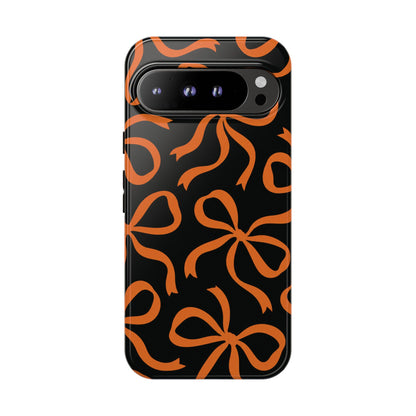 Bold Black and Burnt Orange Bow Pattern Phone Case