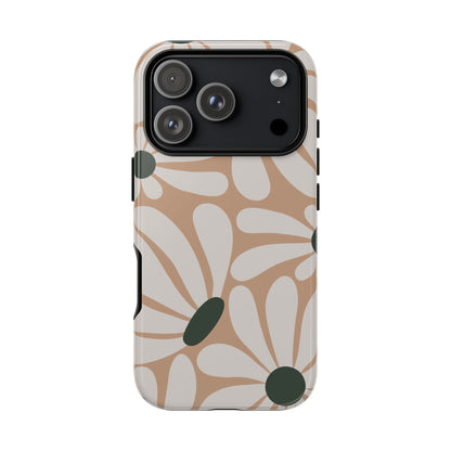 Retro Beige & White Daisy Pattern Phone Case - Beige Phone Case - iPhone 18 Pro / Glossy