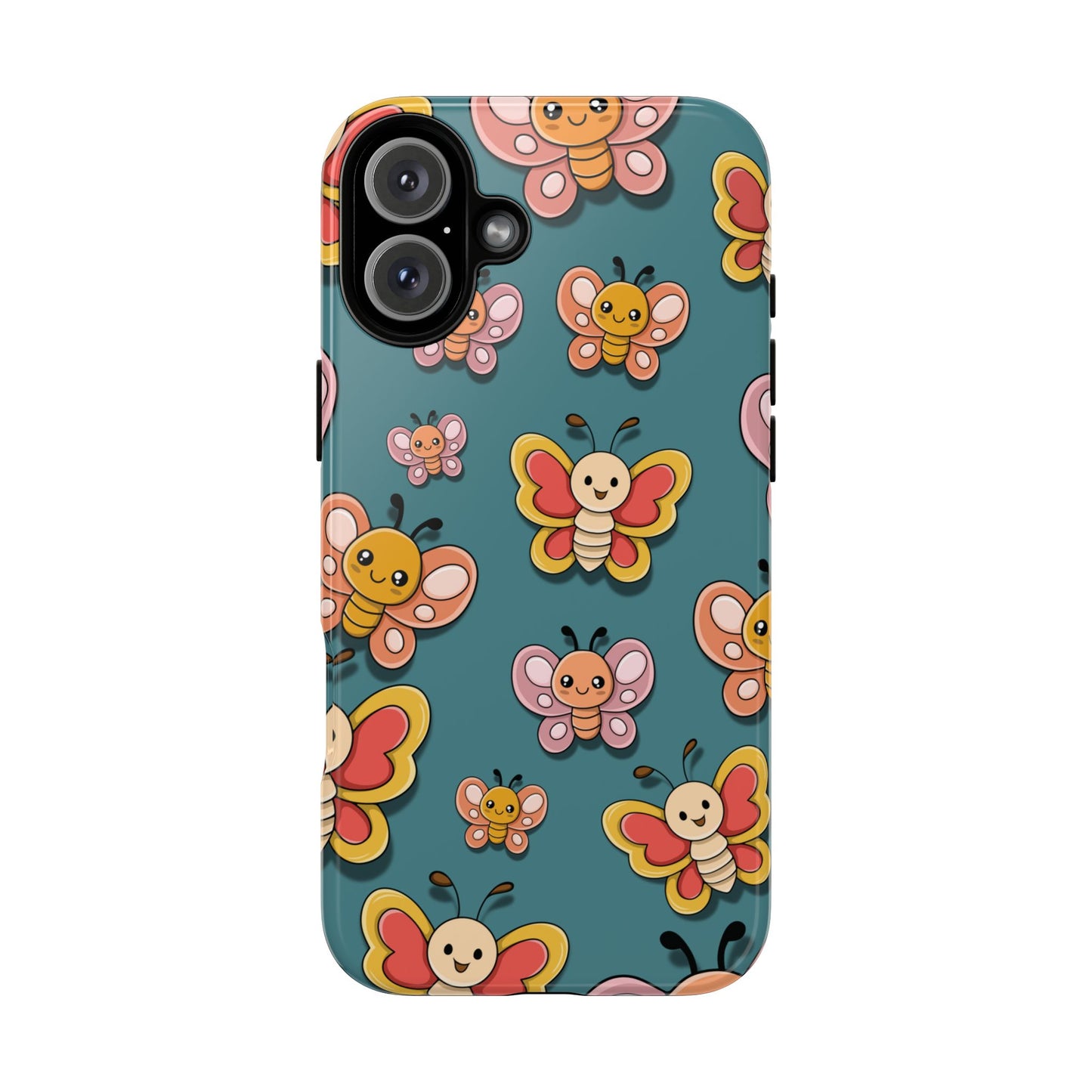 Blue Butterfly Sticker Design Phone Case - Blue Phone Case - iPhone 16 Plus / Glossy