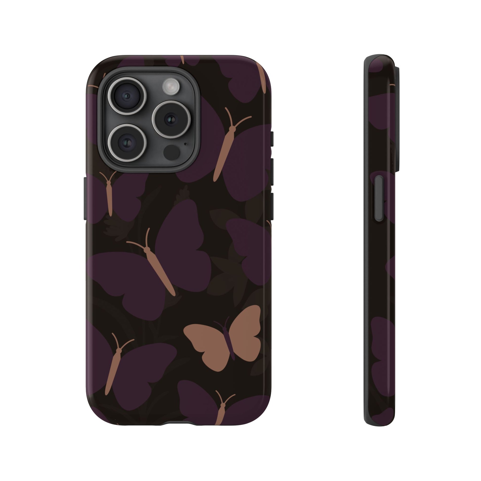 Minimalist Purple Butterfly Pattern Phone Case - Purple Phone Case - iPhone 15 Pro / Glossy