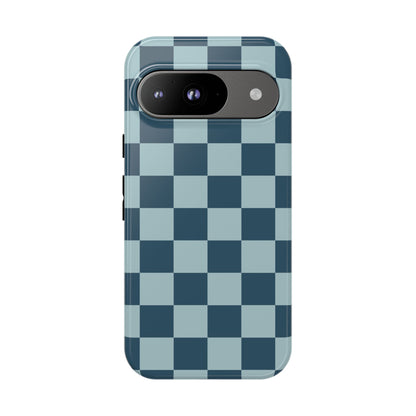 Blue Checked Pattern Phone Case - Blue Phone Case - Google Pixel 9 / Glossy