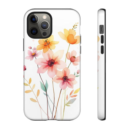 iPhone 12 Pro / Glossy Phone Case - Boho Chic Watercolour Blooms Design Phone Case