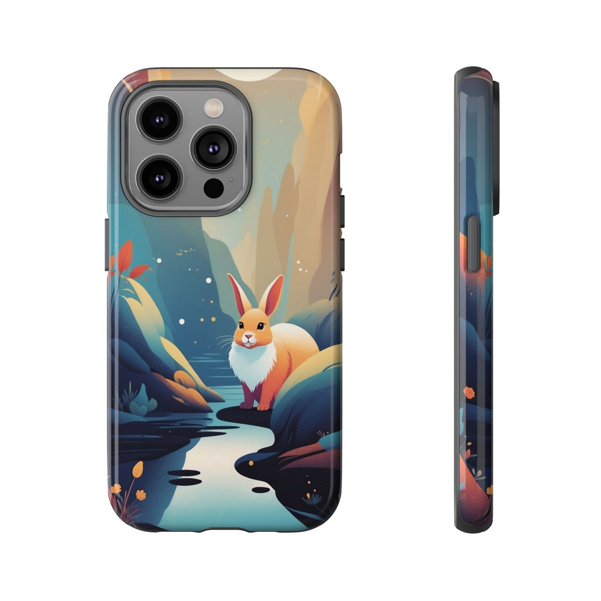 Stylised Rabbit Design Phone Case - Multicolor Phone Case - iPhone 14 Pro / Glossy